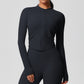 Yoga pants solid color long sleeved beautiful back sports short sleeved slim fit fitness pants set