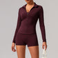 Solid color tight yoga suit quick drying fitness suit outdoor body shaping running suit women's fitness suit ﻿