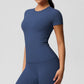 Yoga pants solid color long sleeved beautiful back sports short sleeved slim fit fitness pants set
