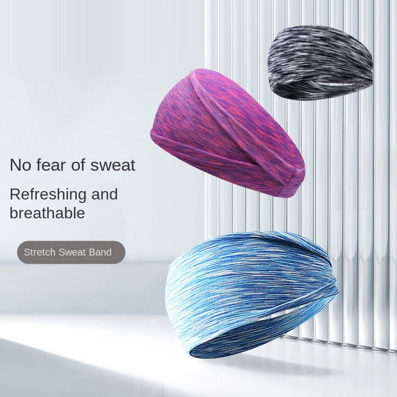 Widening exercise headband for sweat absorption, running, men's and women's fitness yoga, colorful, breathable, elastic, anti sweat headband
