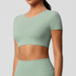 Yoga pants solid color long sleeved beautiful back sports short sleeved slim fit fitness pants set