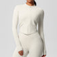 Yoga pants solid color long sleeved beautiful back sports short sleeved slim fit fitness pants set