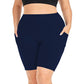 Pocket five quarter yoga shorts for women tight fitting high waisted yoga sports pants