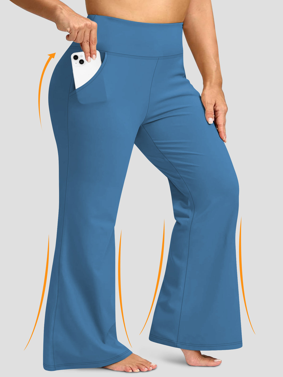 High waisted yoga pants with micro flared pockets and high elasticity casual trumpet yoga pants