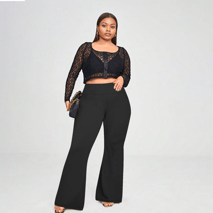 High waisted yoga pants with micro flared pockets and high elasticity casual trumpet yoga pants