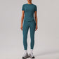 Solid color tight yoga suit quick drying fitness suit outdoor body shaping running suit women's fitness suit ﻿