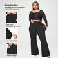 High waisted yoga pants with micro flared pockets and high elasticity casual trumpet yoga pants