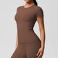 Yoga pants solid color long sleeved beautiful back sports short sleeved slim fit fitness pants set