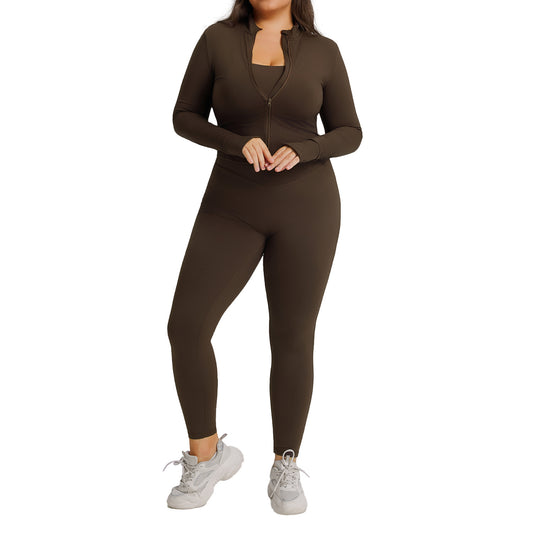 Long sleeved yoga suit set women's sportswear three piece set
