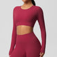 Yoga pants solid color long sleeved beautiful back sports short sleeved slim fit fitness pants set