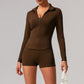 Solid color tight yoga suit quick drying fitness suit outdoor body shaping running suit women's fitness suit ﻿