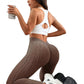 Back V Waist Peach Butt Sand Wash Yoga Pants for Women, Ribbed High Waist Lift-Up Fitness Tights